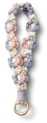 AOKSUNOVA Schlüsselanhänger Makramee Rosa-Lila Schlüsselanhänger Blume Schlüsselbund für Damen und Frauen