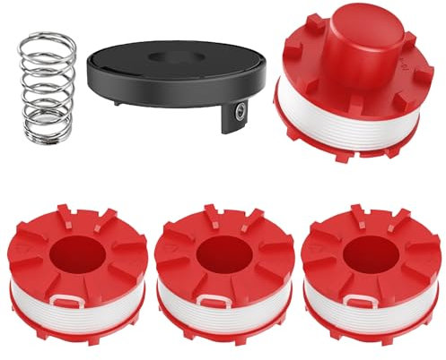 CHIHOLEN Rasentrimmer Fadenspule Kompatibel Mit Einhell 3405096,Ersatzfadenspule für Einhell GE-CT 36/30 LI E SOLO,AGILLO 36/255 BL,AGILLO 18/200,Ø2mm-8m Länge(4 Spule+1 Kappe+1 Frühling)