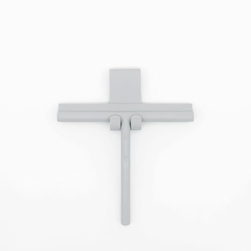 KAWENTSMANN Duschabzieher Silikon Klara – streifenfreier Design Abzieher für Duschkabinen & Glatte Oberflächen – mit Halterung (Grau)