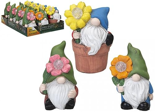 JMS we create smile - 3 x Gonks/Gnomes/Norms Solar Flower light for Garden, Decking, Patio, Window Decoration