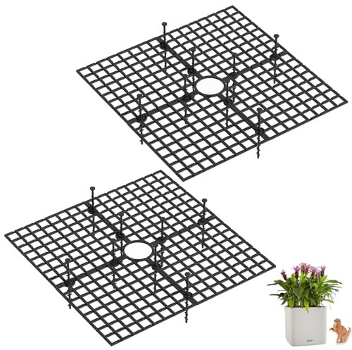 Tianher Blumentopfschutz, 2 Pcs Großes Schneidbare Blumentopfgitter mit Tiefen Pfählen,Blumentopf-Abdeckung,Schutz Gegen Katzen, zum Schutz von Kindern, Haustieren (30cm, Schwarz)
