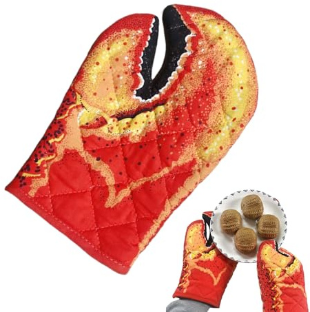 Lobster Claw Oven Mitt - Heat Resistant Kitchen Glove | Anti-Malt Cotton Baking Mitt | Non Slip BBQ Grill Tray Holder | Cooking Accessory