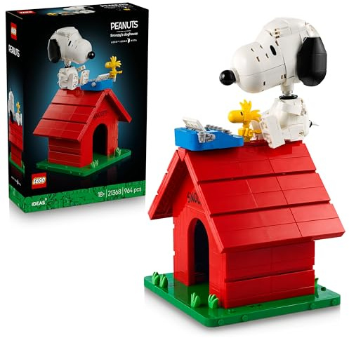 LEGO Ideas Peanuts: La Caseta de Snoopy - Maqueta para Adultos de Casa - Figura de Perro Snoopy y Pájaro Woodstock - Decoración de Estantería - Regalo para Mujeres y Hombres Fans del Cómic - 21368