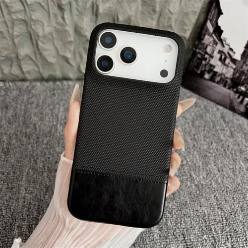 Magnetische Doppel-Lederhülle für iPhone 17, 16, 15, 14, 13, 12 Pro Max, 17, Air, 14, 15, 16 Plus, kabelloses Aufladen, stoßfest, schwarz, für iPhone 17 Pro