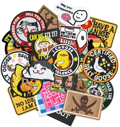 21 Pieces Tactical Morale Patch Bundle, Full Embroidery Loop and Hook Patches Set, Funny Meme Embroidered Patches for Clothing, Backpacks, Caps, Bags, Vest, Military Uniforms and Tactical Gears