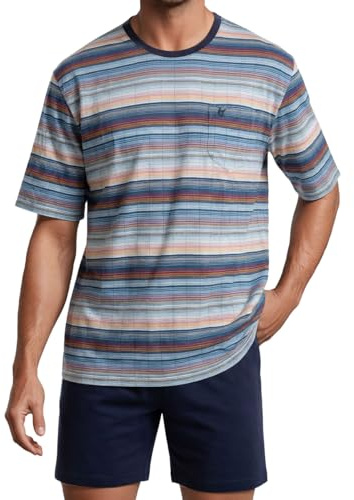 hajo Herren Schlafanzug Klima Komfort – Kurzarm T-Shirt & Kurze Hose mit elastischem Gummizug – Bequemer, atmungsaktiver 62% Baumwolle, 38% Polyester – Ideal für entspannten Schlaf und Wohlfühlnächte