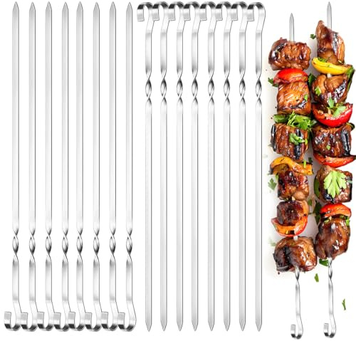 30 Pièces Brochette Barbecue,30cm Pique Brochette Inox,Pic a Brochette Inox,Brochettes Inox,Viande,Légumes et Fruits de Mer – Parfait Pour Les Barbecues,Buffets et Réunions Familiales