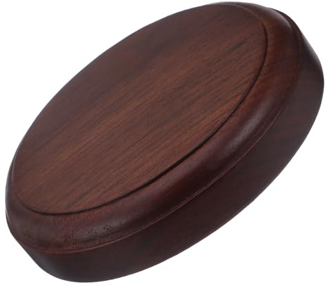 HEANUJJ Indoor Plant Bonsai Stand Solid Wood Round 10Cmx10Cmx2Cm Wooden Display Base for Vases and Small Planters in Living Rooms and Offices