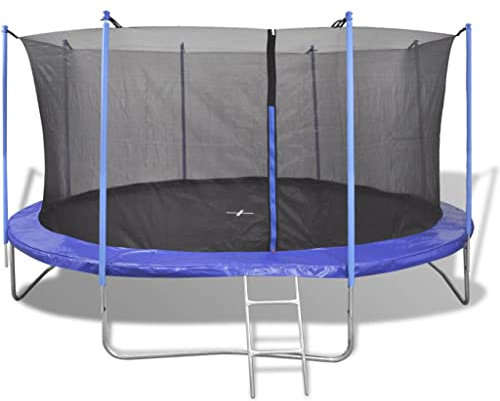 vidaXL Trampolin Set 5-TLG., Gartentrampolin mit 72 Federn Schutznetz, Kindertrampolin mit Rahmenpolsterung Regenschutzplane, Komplettset Outdoor