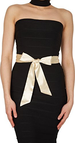 BlackButterfly Hochzeit Bogen Band BrautjungfernabschlussballSatin-Schärpe Gürtel (Champagner, 5W / 175L)