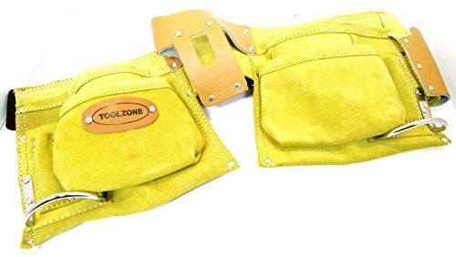 Heavy Duty 10 Pocket Suede Double Tool Belt/Pouch Metal Loops & Clip TB035