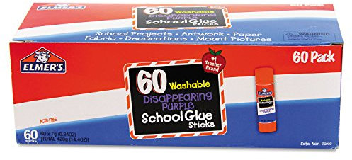 Elmer's E503 Disappearing Purple All Purpose Glue Sticks, Purple/Clear, 60/Box