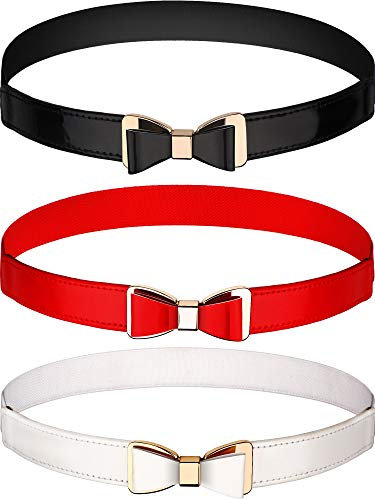 Schmaler Damen-Taillengürtel, dünn, dehnbar, 3 Stück, 3 Farben