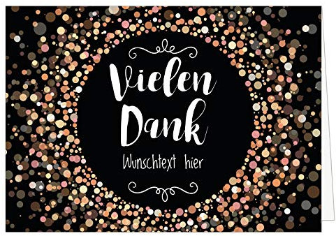 XXL Dankeskarte (A4) | PERSONALISIERT | Vielen Dank Konfetti modern | mit Umschlag | hochwertige Klappkarte | Mit Ihrem Text anpassbar | Große Karte | Maxi Danksagung | Karte | Überformat