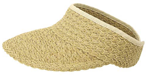 Simplicity Women's Wide Brim Roll-up Foldable Straw Sun Visor Hat, Nature