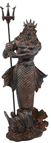 Ebros Griechische Mythologie, Gott der Meere und Zittern, Merman, Poseidon, Statue, Neptun mit Dreizack, nautische Küsten-Kollektion, römisch, griechisch, olympische Götter, Dekor-Skulptur,