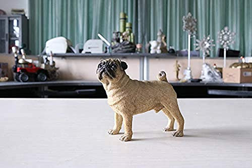 Ertyuk-Decor Tierfigur Harz Skulptur Tierfiguren & Tierstatuen Dekoartikel Tierstatuen Gartenfiguren Mops Hund Mops Simulation Tiermodell Auto bastelt Auto Dekoration