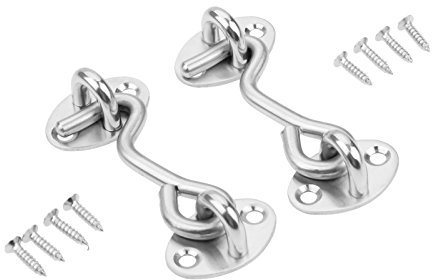 2 PCS Hook Eye Latch 3 Inch Stainless Steel Cabin Hooks for Doors Heavy Duty Hook Locks for Doors Wooden Windows Fence (7.5cm)