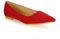 Womens Flat Pointed Toe Shoes Ladies Ballet Faux Suede Slip On Pumps (Red Faux Suede, Numeric_7)