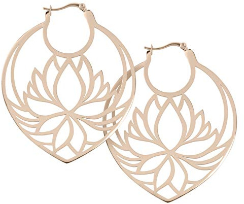 Wildcat Ohrringe - Lotus Hoops - Creolen aus Edelstahl im Design einer Lotusblüte - wasserfest, langlebig, hautverträglich - silber