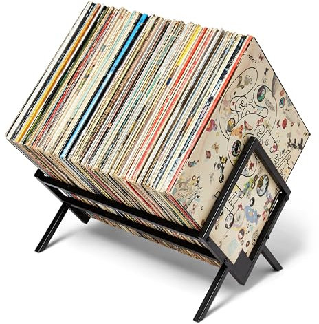 MODERN VINYL Schallplattenhalter – mattschwarzes Metall – 80-100 LPs Aufbewahrung – einfache, schnelle Montage – Vinyl-Display, Zeitschriften, Akten