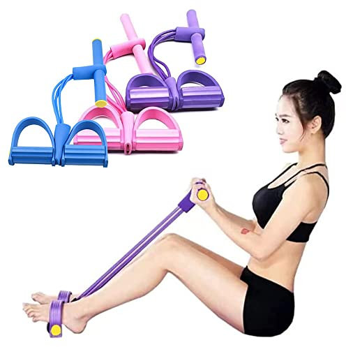 Multifunktionales Widerstandstraining mit 4 Röhren Pedalwiderstandsband Sit-up Zugseil Fitness Pedaltrainer Spannseil Sporttrainer Ausrüstung für Beine Fitness Arm Bein Abnehmen Training