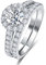 Yaresul 1.5ct Round-Cut Halo Verlobungsringe für Frauen, Platin-Plated Sterling Silber Blume Halo Ring-Set, Promise Ring für Sie