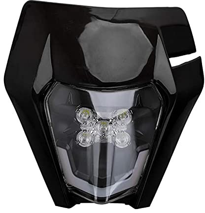 Motorradscheinwerfer Wasserdichter rostfreier Scheinwerfer Universal-Scheinwerfer-Verkleidungsmaske Tagfahrlicht Kompatibel mit den meisten Dirt Bike Motocross EXC SX SXF Enduro Supermoto