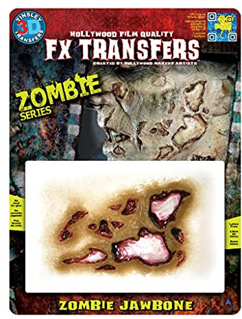 Zombie Kieferknochen 3D FX Transfers Klebe-Tattoo - Kostüm-Zubehör für Halloween, Karneval & Motto-Party