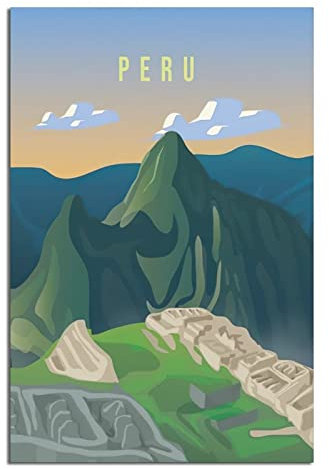 Vintage Reise Peru Poster Machu Picchu Landschaft Wanddekor Gemälde Poster Moderne Büro Deko Poster Leinwand Kunst Poster Bild
