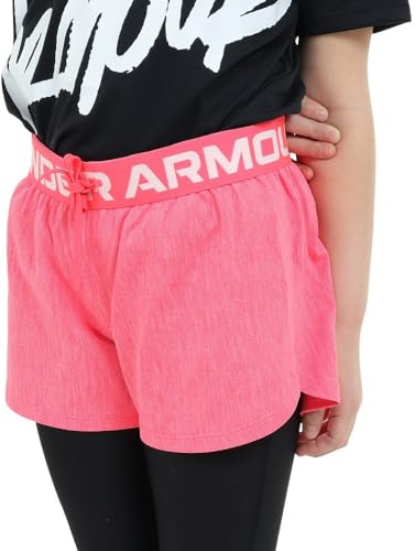 Under Armour Girls' Play Up Twist Shorts, (683) Pink Shock/Pink Shock/White, Youth X-Large