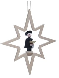 Rudolphs Schatzkiste Christbaumschmuck Holzstern mit Kurrendesänger/Buch ø 12,5 cm NEU