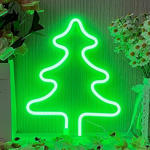 Insegna al Neon,luci al neon dell'albero di natale,Luci al neon per la decorazione festiva della festa di natale della camera da letto della camera da letto alimentata a batteria o USB