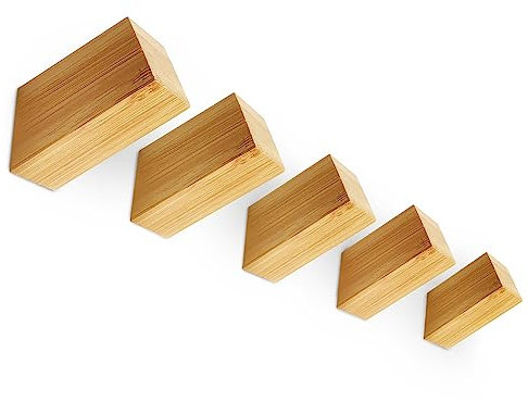 luXva® Bambus Wandhaken 5 Stück, natürliche Holz Kleiderhaken für Jacken, Mäntel, Schals, Handtaschen, Hüte u. Mehr, minimalistische handgefertigte Garderobenhaken