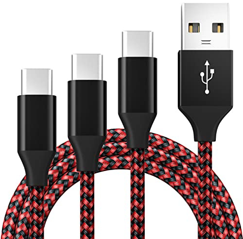 USB C Ladekabel 1M 2M 3M, USB 2.0 Typ C Schnelles Laden 3A Geflochtenes USB A auf USB C 480 Mbps Datenübertragung Kompatibel mit Samsung Galaxy Sony Xperia Huawei Pixel HTC