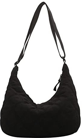 Puffer Tote Bag Fashion Quilted Crossbody Bag for Women Puffy Purse Messenger Handtaschen Schultertasche, Schwarz