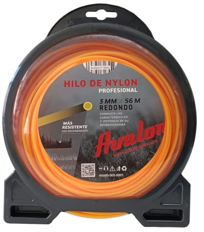 Avalon - Hilo Redondo de Nylon Universal para Desbrozadora y Cortacésped (3 mm x 56 m) - Alta Durabilidad y Rendimiento Óptimo en Las tareas de desbroce