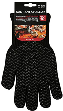 RUECAB - Gant antichaleur, Gant de Protection Anti-Chaleur - Ambidextre - Antidérapant - Taille 10 - Protection Contre la Chaleur jusqu'à 250°C - Ne Pas Mettre en Contact Direct avec Une Flamme