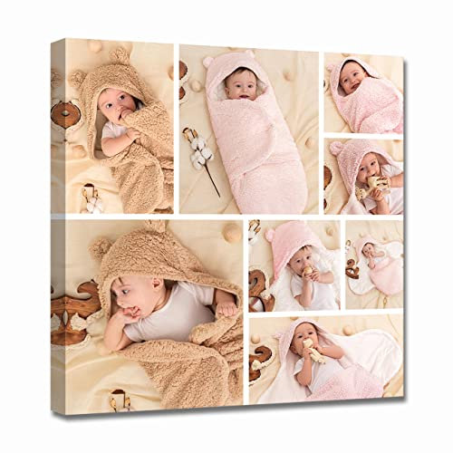 LZIMU Collage Leinwanddrucke mit Ihren Fotos personalisierte Mehrfachbilder für die Wand individuelle Collage Fotogeschenke mit Rahmen (Bild-13,45x45cm)