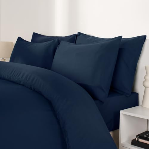 Brentfords Pillowcases 2 Pack, Housewife Pillowcases Bed Pillow Soft Comfortable Hotel Quality Pillow Case with Envelope Closure, Navy Blue 50 x 75cm