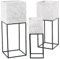 DRW Lot de 3 Pots Ronds en métal avec Pieds Noirs et Blancs 28 x 28 x 76 cm