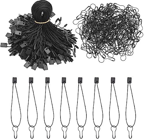 Hocansen 1000 Stück Nylonschnur und 1000 Stück Sicherheitsnadeln Metall Birnennadeln mit Tag Schnur für Kleidung Hängeetiketten,Geschenkanhänger (BQ+GS/Black)