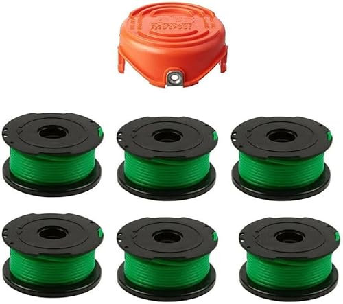 JT2D-Lot de 6 bobines et Fil compatibles avec Black Decker A6482 GL7033 GL8033 GL9035 et 1 Capuchon de Bobine de débroussailleuse