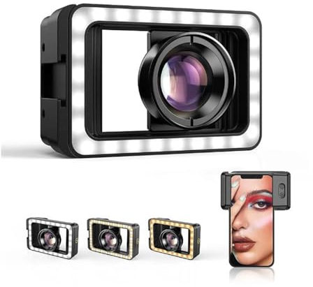 10X Macro Lens Universal Clip Portable Phone Camera Macro Lens with LED Fill Light, Updated Clip and Widely Compatible for Close Up Photography