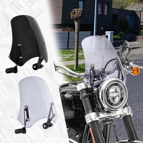 TaTonCycle Moto Double Bulle Pare-Brise déflecteurs de Vent Avant Parebrise visière protecteurConvient pour H-Arley Dyna Iron 883 Softail Sportster 883 Street Bob Accessoires (Fumée Noire)