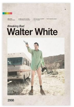 Breaking Bad Walter White Leinwand-Poster Schlafzimmer Dekor Sport Landschaft Büro Zimmer Dekor Geschenk ungerahmt 50 x 75 cm