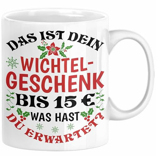 Trendation - Wichtelgeschenk für 15 Euro Tasse Wichteln für Frauen Kollegen Wichtel-Tasse Das Ist Dein Wichtelgeschenk bis 15€ Was Hast du Erwartet Schrottwichteln (Weiß)