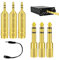 Jostift 6 adattatori jack da 6,35 mm a 3,5 mm, jack audio da 6,5 mm su jack da 3,5 mm con cuffie, doppio connettore, placcato oro stereo, adattatore per tastiera, altoparlante, chitarra