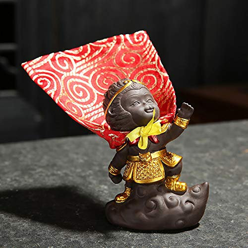 BAHELS Keramik-Ornamente Sonne Wukong Modell Statue Ornament Keramik Affenskulptur Lila Sand Tee Haustier Aquarium Ornamente Auto Dekoration Teezeremonie Zubehör Ornamente
