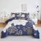 STYHO Blue Duvet Cover Sets Floral King 3Pcs Large White Flower Bedding Set Soft Reversible Botanical Butterfly Printed Duvet Covers for All Seasons(Blue, King)